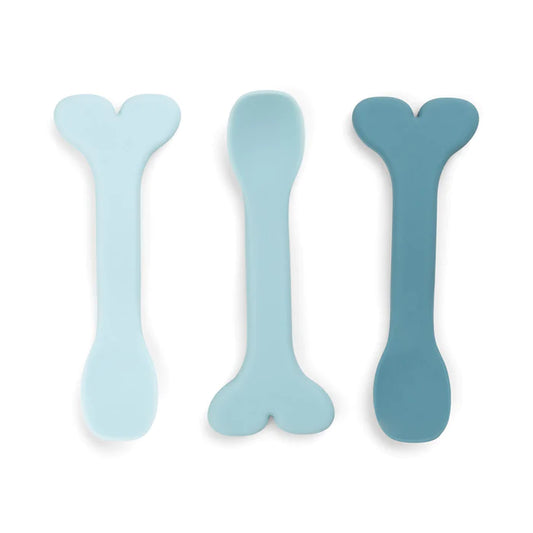 Done by deer Silicone baby spoon 3-pack Wally Blue