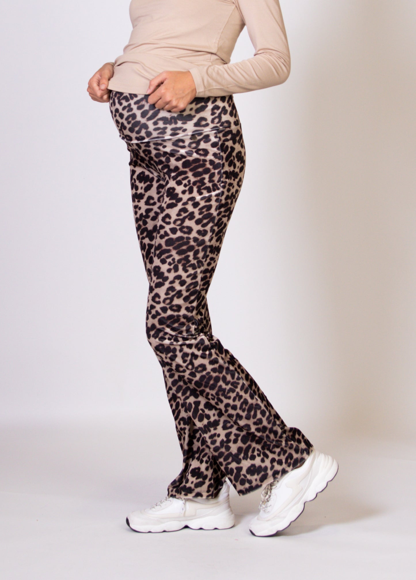 Pants Flared Velvet Leopard