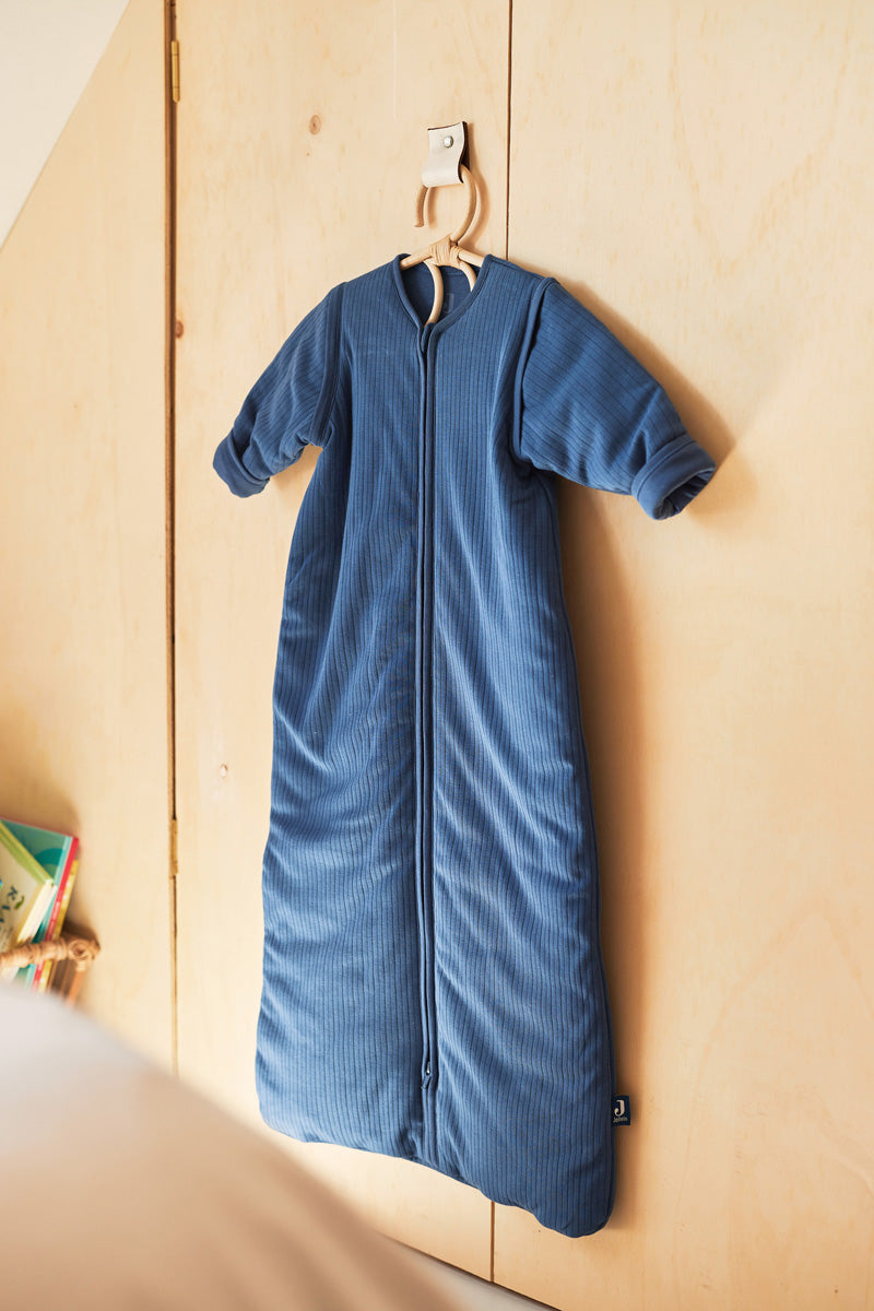 Babyschlafsack 70cm Basic Streifen Jeansblau mit abzippbarem Ärmel