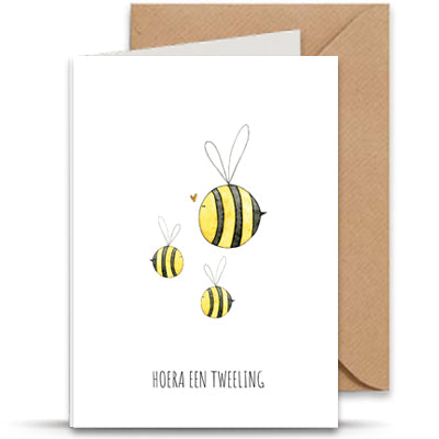 Juulz kaart tweeling bijen