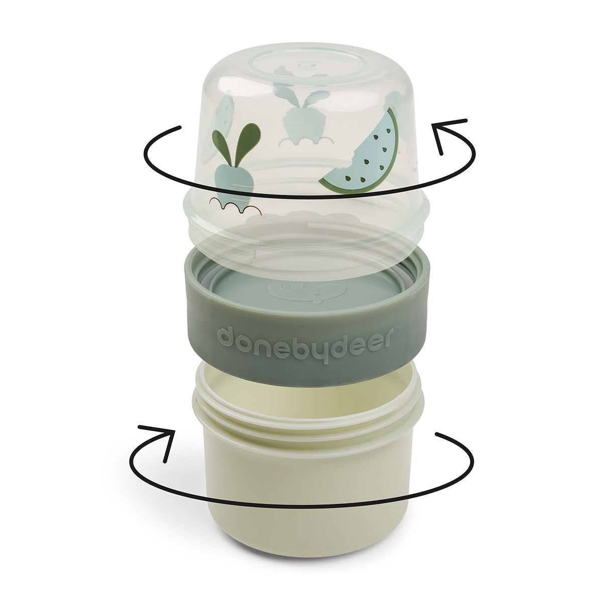 Done by deer To go 2-way snack container S Birdee Green